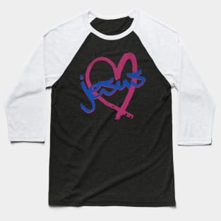 I Love Jesus Vintage 80's & 90's Blue on Purple Baseball T-Shirt